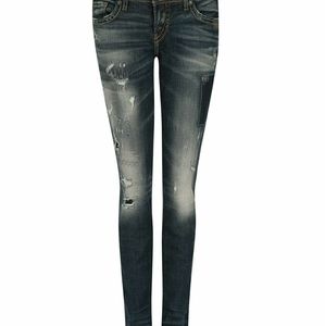 EUC Silver Aiko Mid Skinny Destructed Jeans Extra Tall 36Wx37L